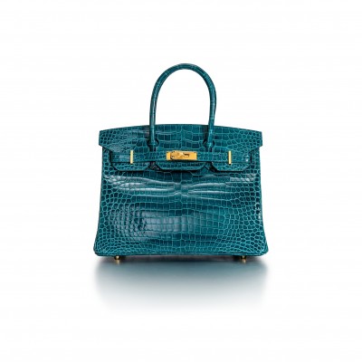 HERMÈS MASTER BIRKIN 35 CROCODILE LEATHER GREEN GOLD BUCKLE H041367CK35 (35*28*18cm)